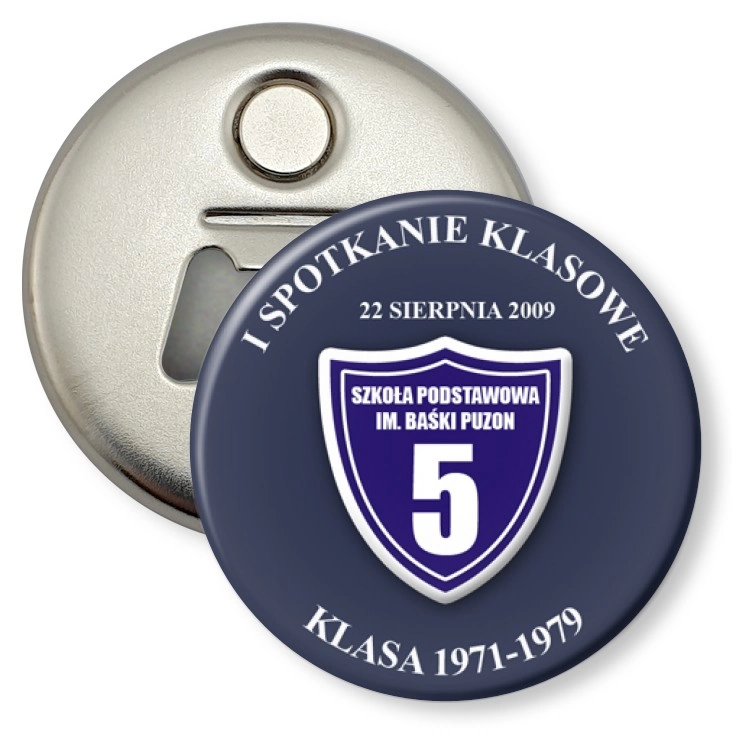 przypinka otwieracz-magnes I spotkanie klasowe - SP im. Baśki Puzon