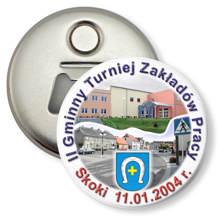 przypinka otwieracz-magnes II Gminny Turniej Zakładów Pracy