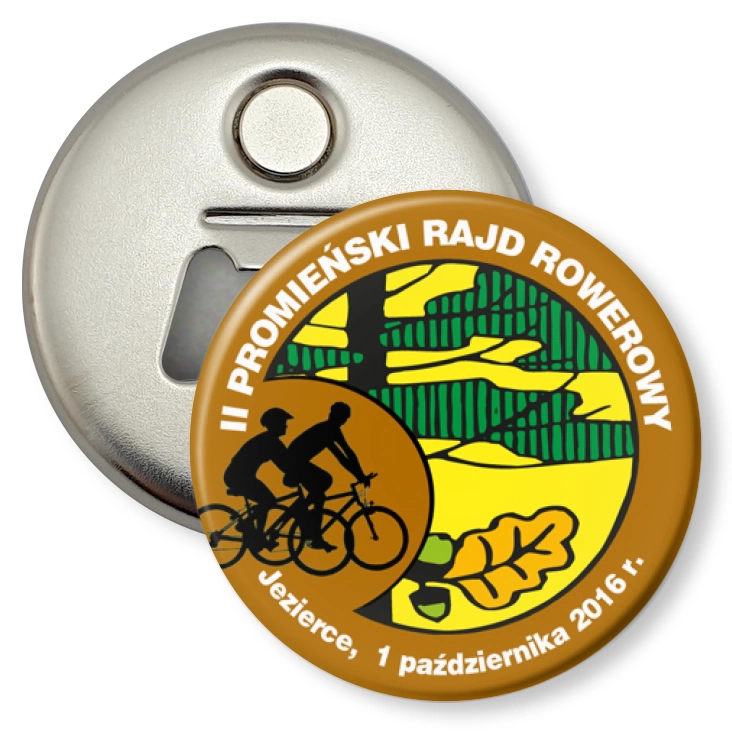 przypinka otwieracz-magnes II Promieński Rajd Rowerowy