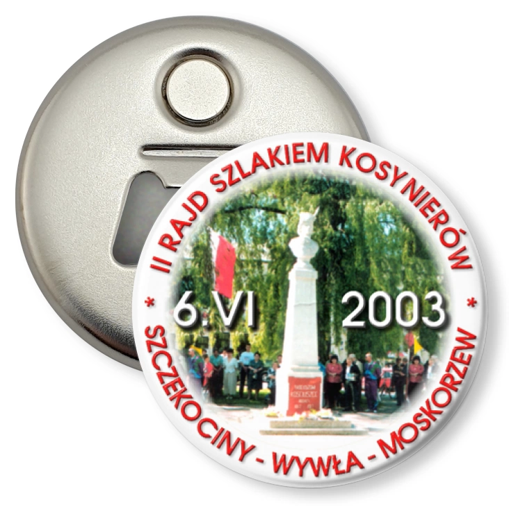 przypinka otwieracz-magnes II Rajd Szlakiem Kosynierów