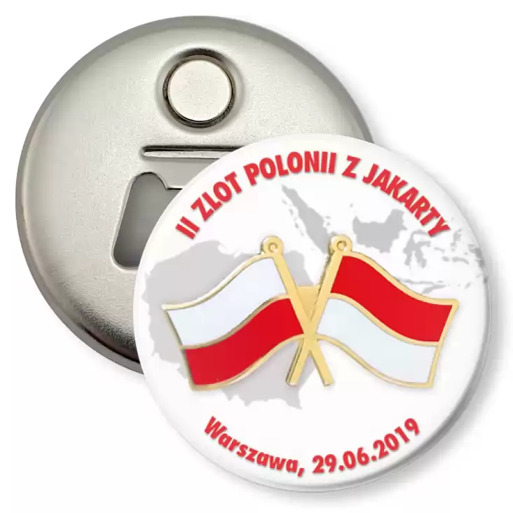 przypinka otwieracz-magnes II Zlot Polonii z Jakarty