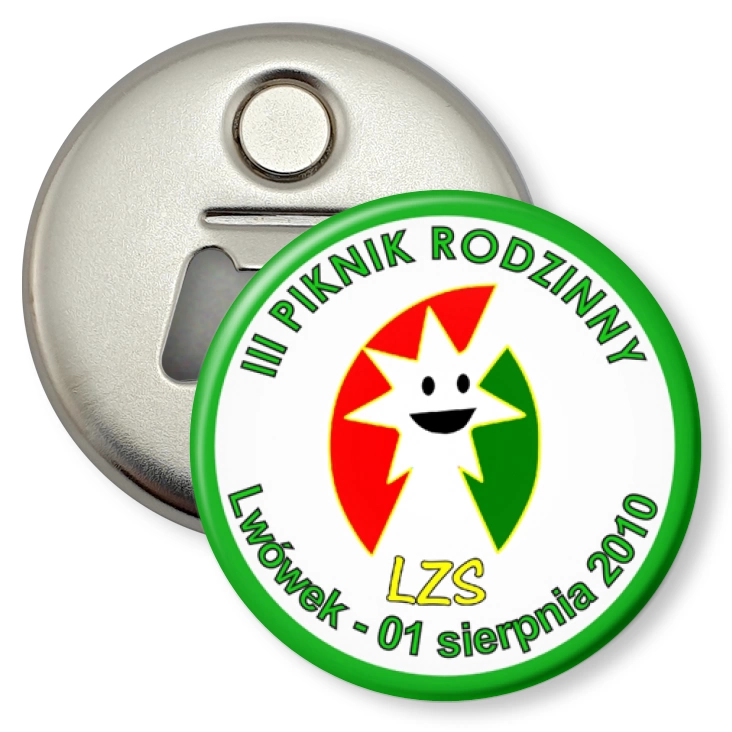 przypinka otwieracz-magnes III Piknik Rodzinny - Lwówek 2010