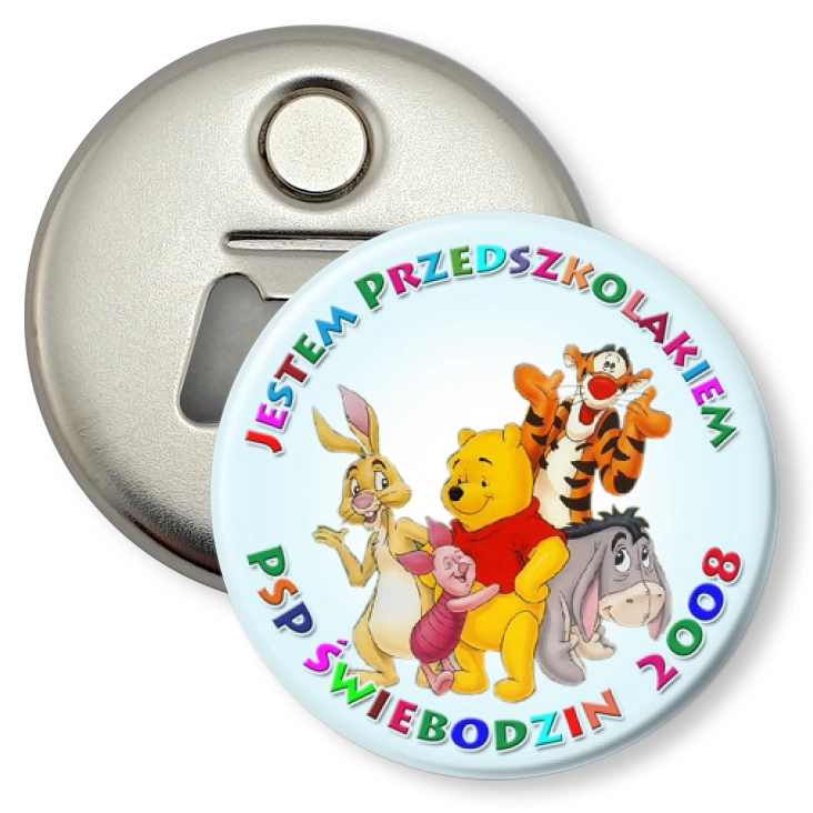 przypinka otwieracz-magnes Jestem Przedszkolakiem PSP Świebodzin 2008