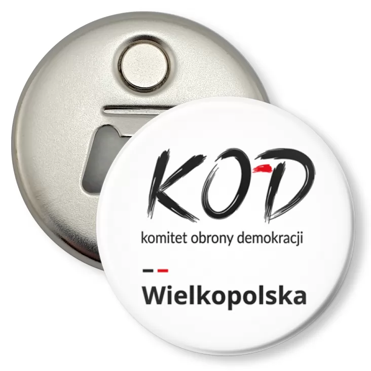 przypinka otwieracz-magnes Kod Wielkopolska