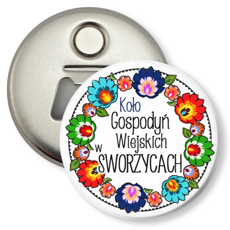 przypinka otwieracz-magnes Koło Gospodyń Wiejskich w Sworzycach