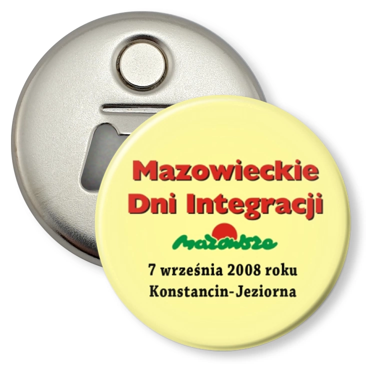 przypinka otwieracz-magnes Mazowieckie Dni Integracji