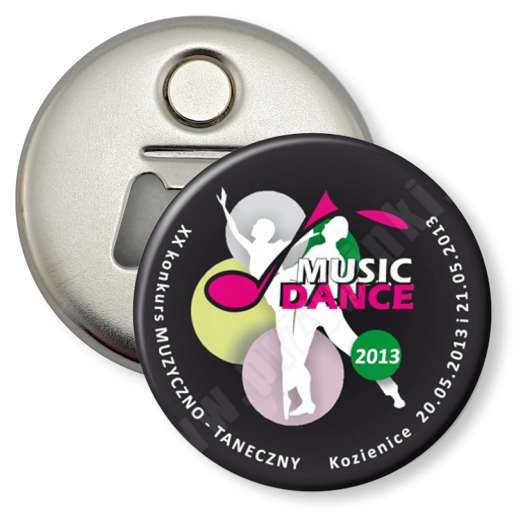 przypinka otwieracz-magnes Music Dance 2013
