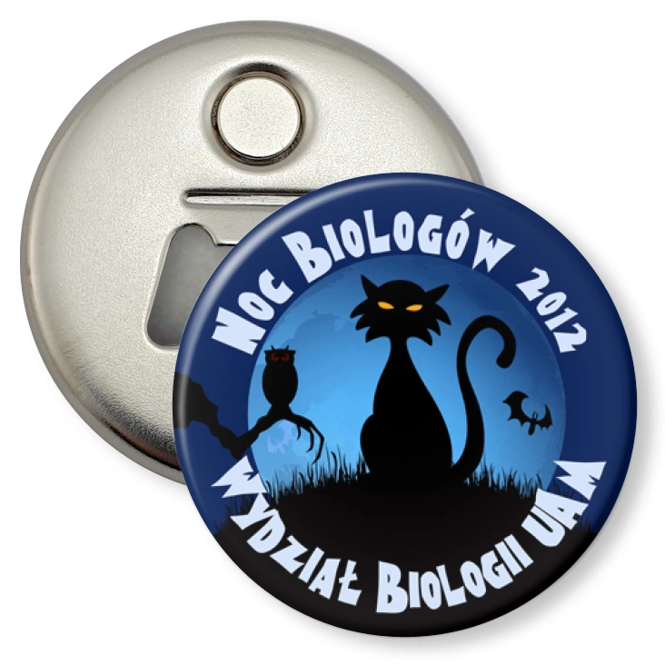 przypinka otwieracz-magnes Noc Biologów 2012