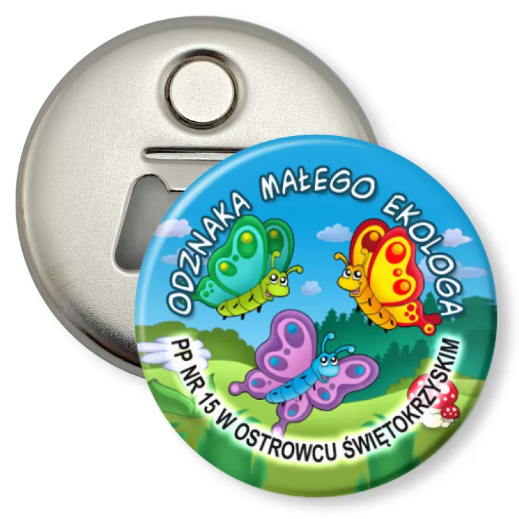 przypinka otwieracz-magnes Odznaka Małego Ekologa