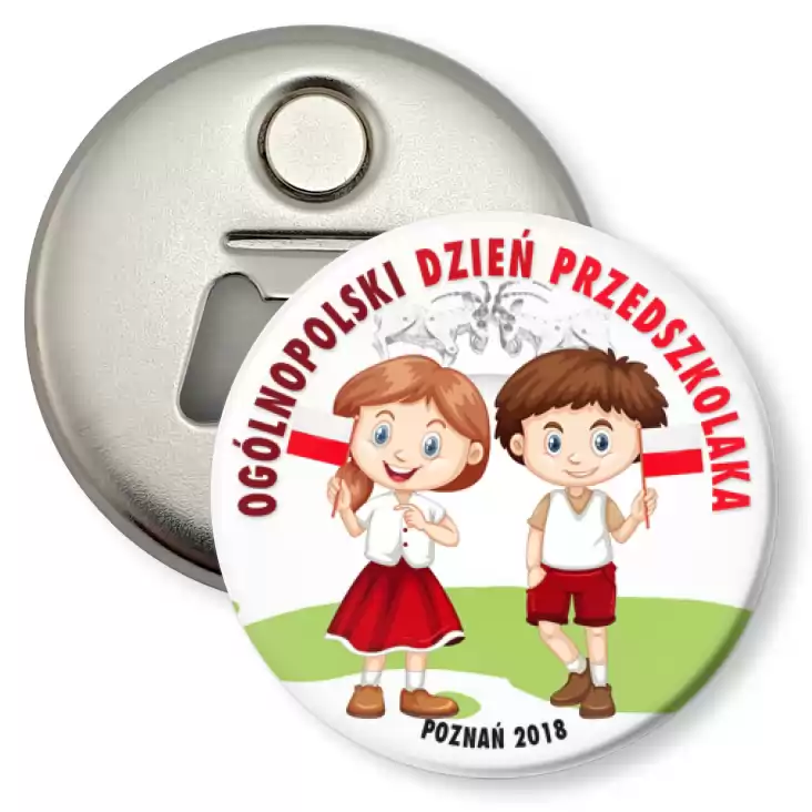 przypinka otwieracz-magnes Ogólnopolski Dzień Przedszkolaka 2018