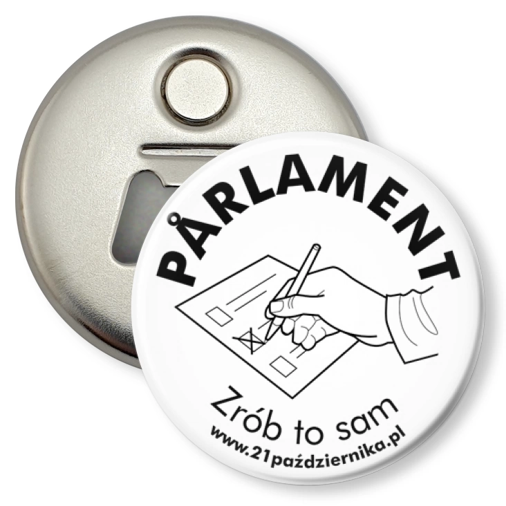 przypinka otwieracz-magnes Parlament