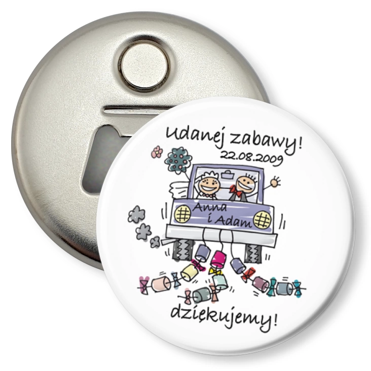 przypinka otwieracz-magnes Podziękowania