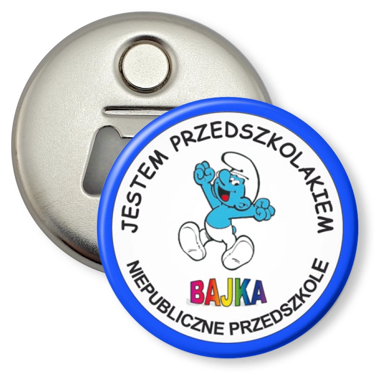 przypinka otwieracz-magnes Przedszkole Bajka - Smerf