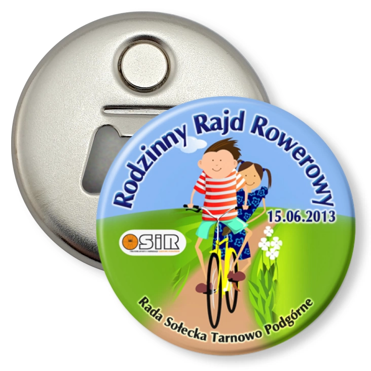 przypinka otwieracz-magnes Rodzinny Rajd Rowerowy 2013