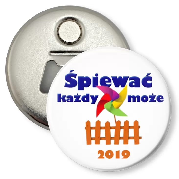 przypinka otwieracz-magnes Śpiewać każdy może