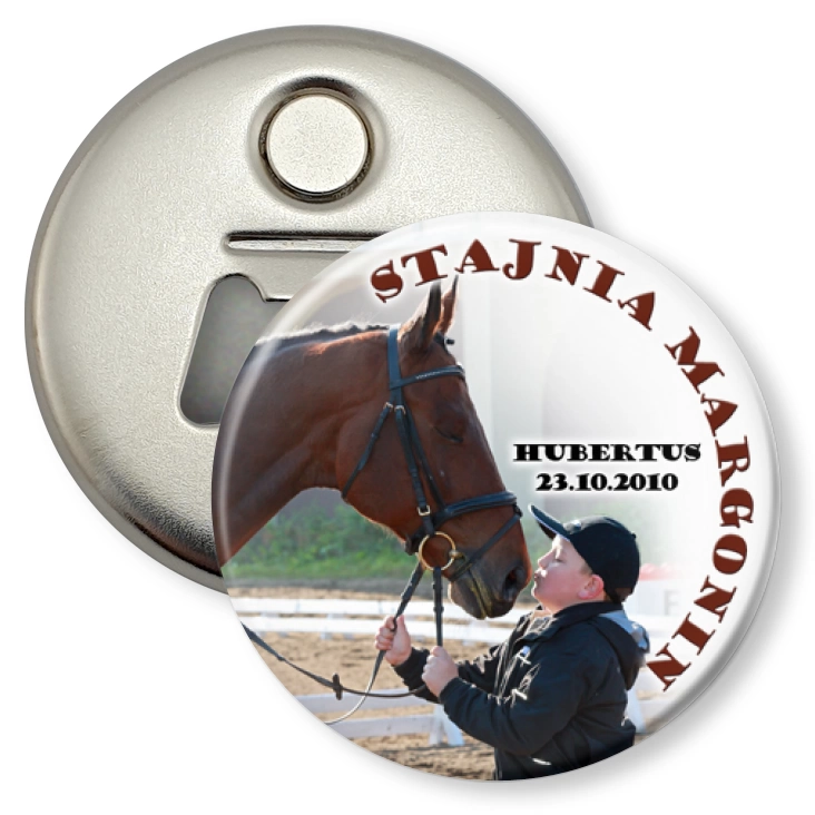 przypinka otwieracz-magnes Stajnia Margonin - Hubertus 2010