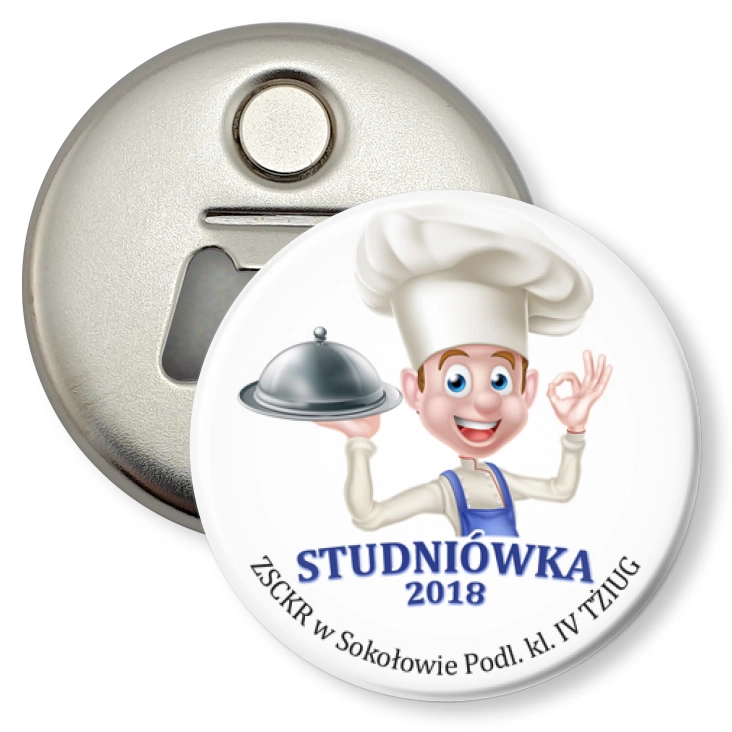 przypinka otwieracz-magnes Studniówka 2018