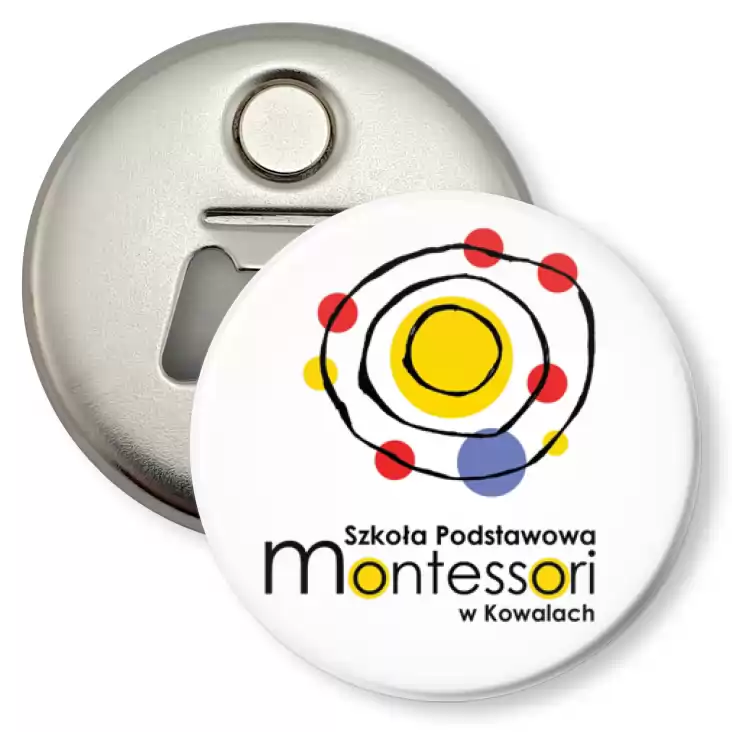 przypinka otwieracz-magnes Szkoła Podstawowa Montessori