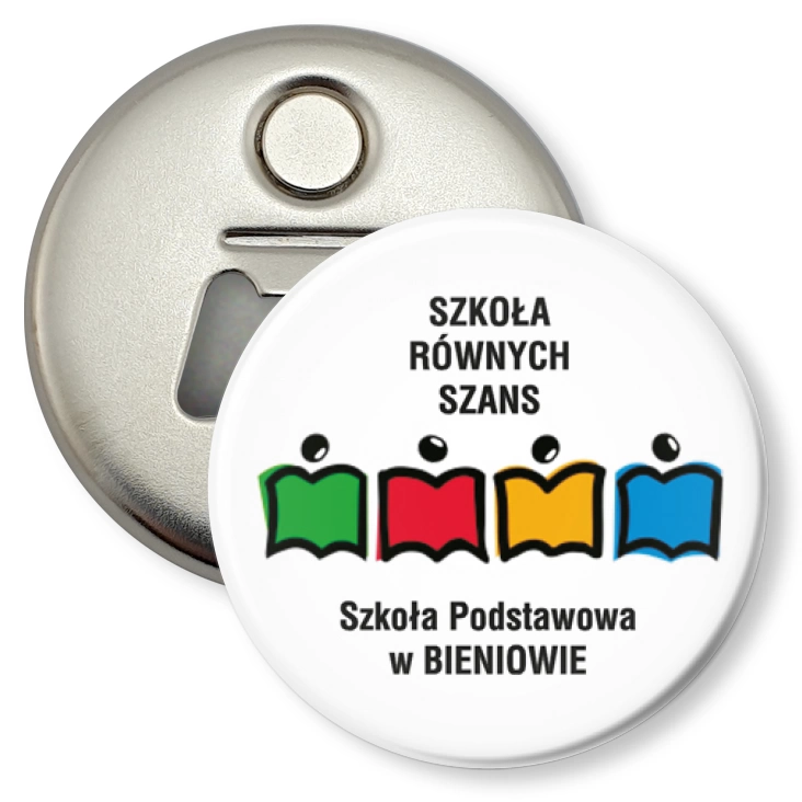przypinka otwieracz-magnes Szkoła Podstawowa w Bieniowie