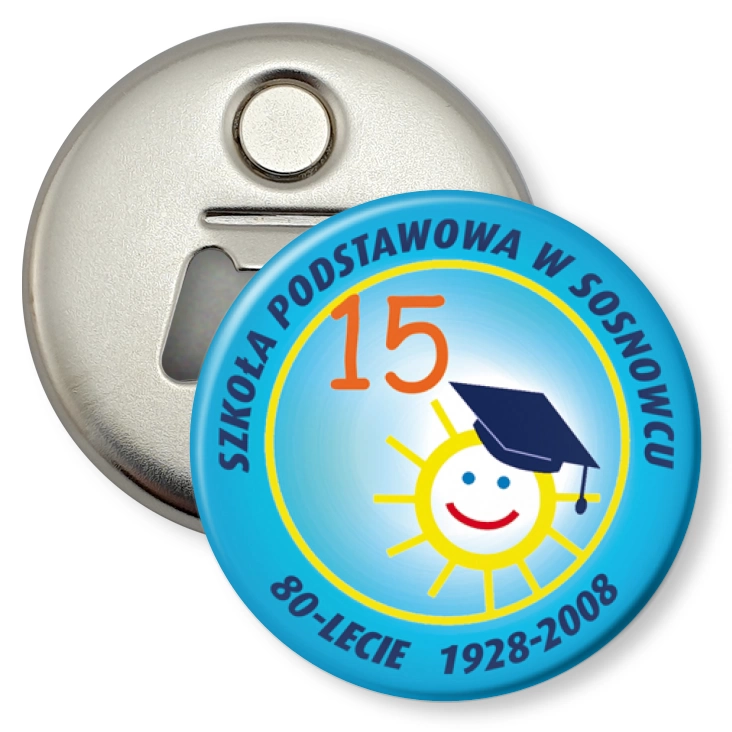 przypinka otwieracz-magnes Szkoła Podstawowa w Sosnowcu
