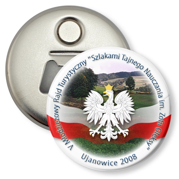 przypinka otwieracz-magnes Szlakami Tajnego Nauczania im. Zofii Oleksy