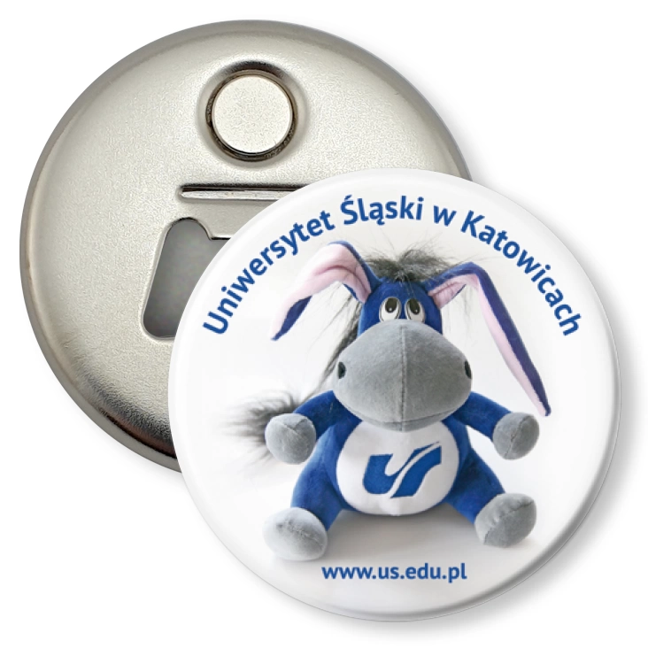 przypinka otwieracz-magnes Uniwersytet Śląski w Katowicach