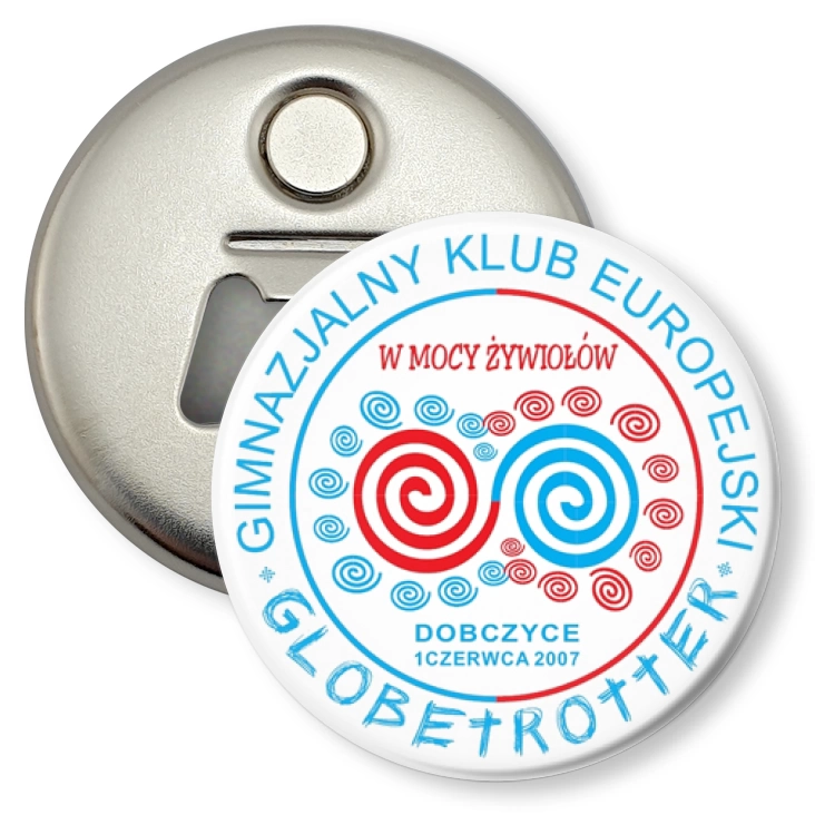 przypinka otwieracz-magnes W mocy żywiołów - Dobczyce 2007