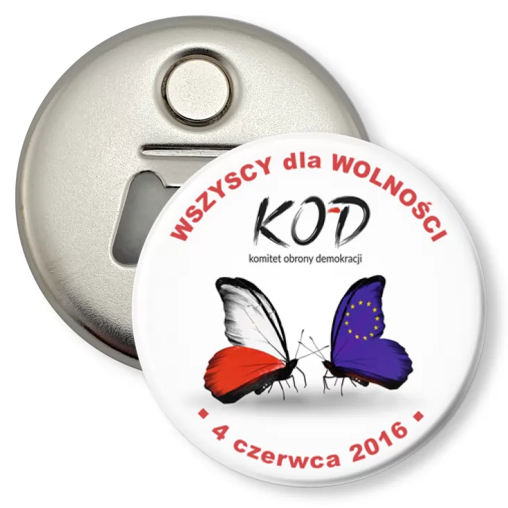 przypinka otwieracz-magnes Wszyscy dla wolności