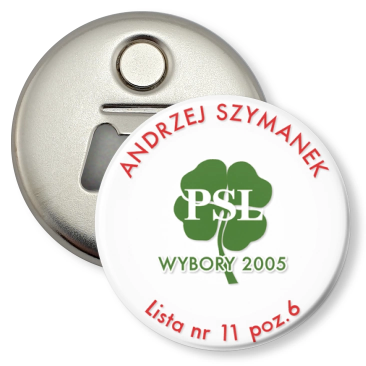 przypinka otwieracz-magnes Wybory 2005