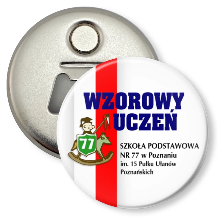 przypinka otwieracz-magnes Wzorowy Uczeń