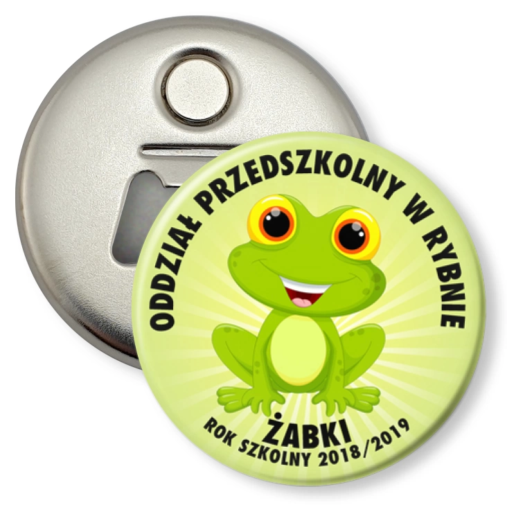 przypinka otwieracz-magnes Żabki