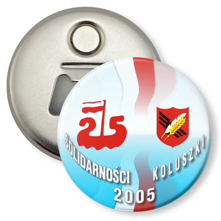 przypinka otwieracz-magnes 25-lecie Solidarności - Koluszki 2005