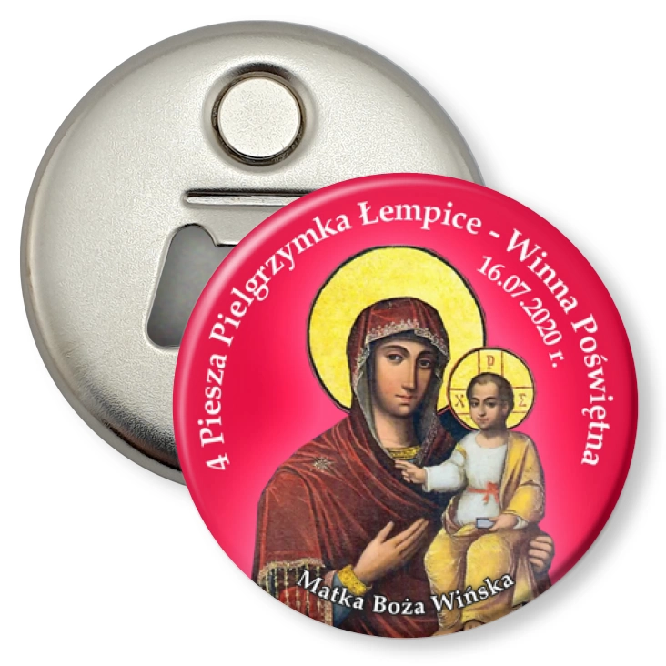 przypinka otwieracz-magnes 4 Piesza Pielgrzymka Łempice