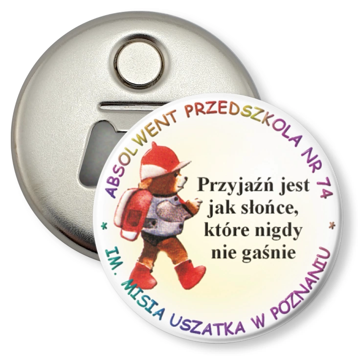 przypinka otwieracz-magnes Absolwent przedszkola nr 74