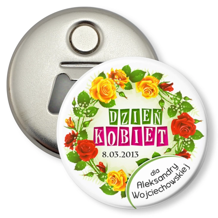 przypinka otwieracz-magnes Dzień Kobiet