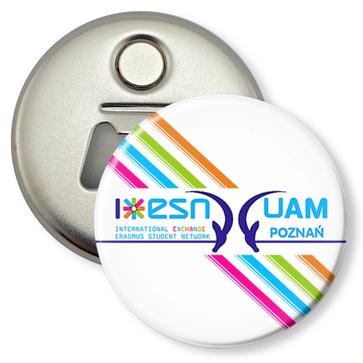 przypinka otwieracz-magnes ESN UAM Poznań