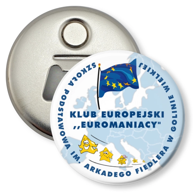 przypinka otwieracz-magnes Euromaniacy