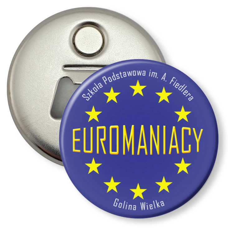 przypinka otwieracz-magnes Euromaniacy