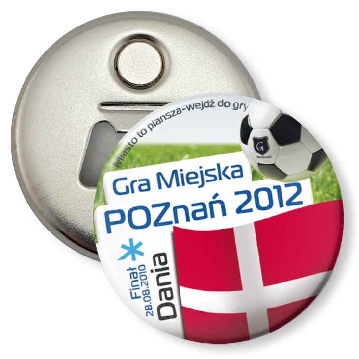 przypinka otwieracz-magnes Gra Miejska - Poznań 2012 - Dania