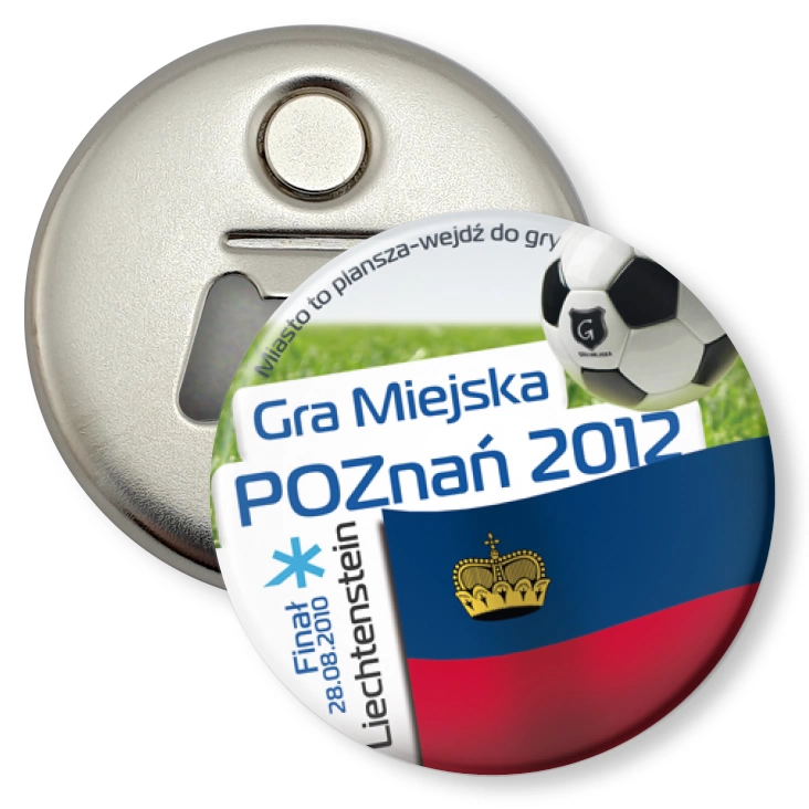 przypinka otwieracz-magnes Gra Miejska - Poznań 2012 - Lichtenstein