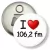 Przypinka otwieracz-magnes I love 106,2 fm