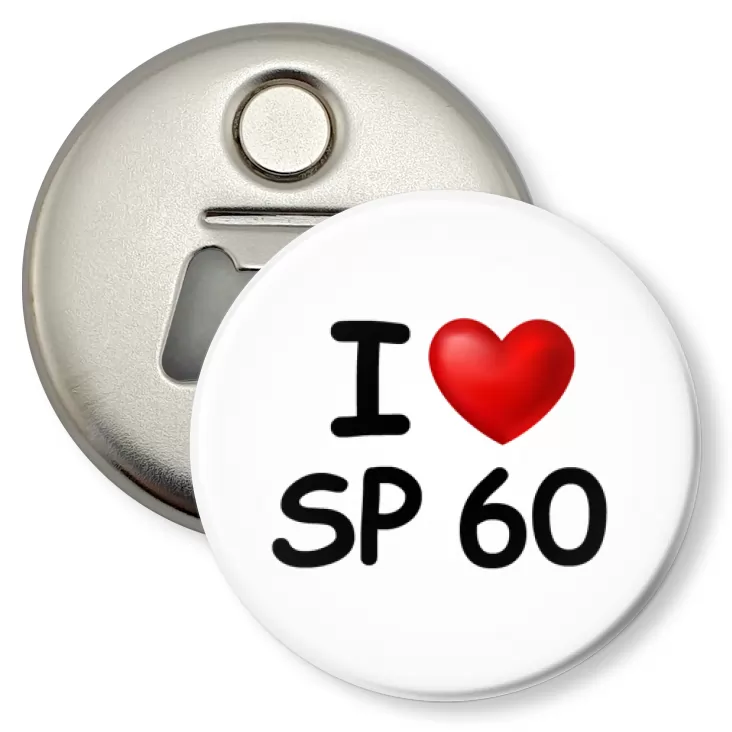 przypinka otwieracz-magnes I love SP 60