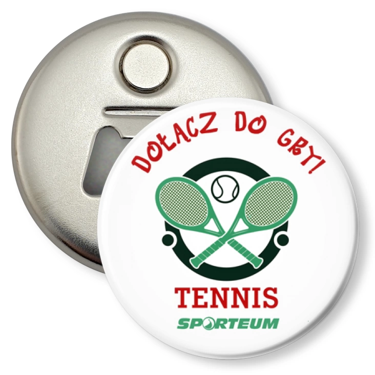 przypinka otwieracz-magnes I love tennis - Sporteum