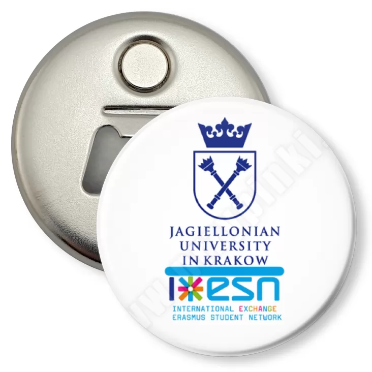 przypinka otwieracz-magnes IESN - Uniwersytet Jagielloński