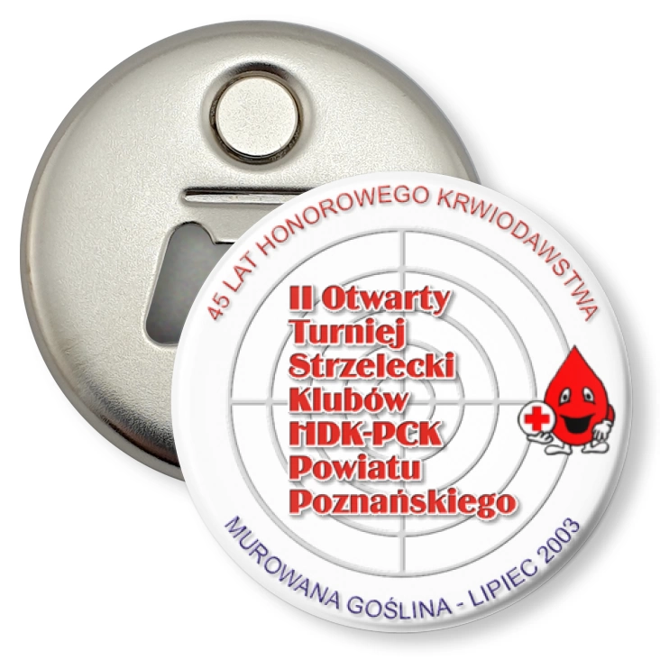 przypinka otwieracz-magnes II Turniej Strzelecki Klubów HKD-PCK Powiatu Poznańskiego
