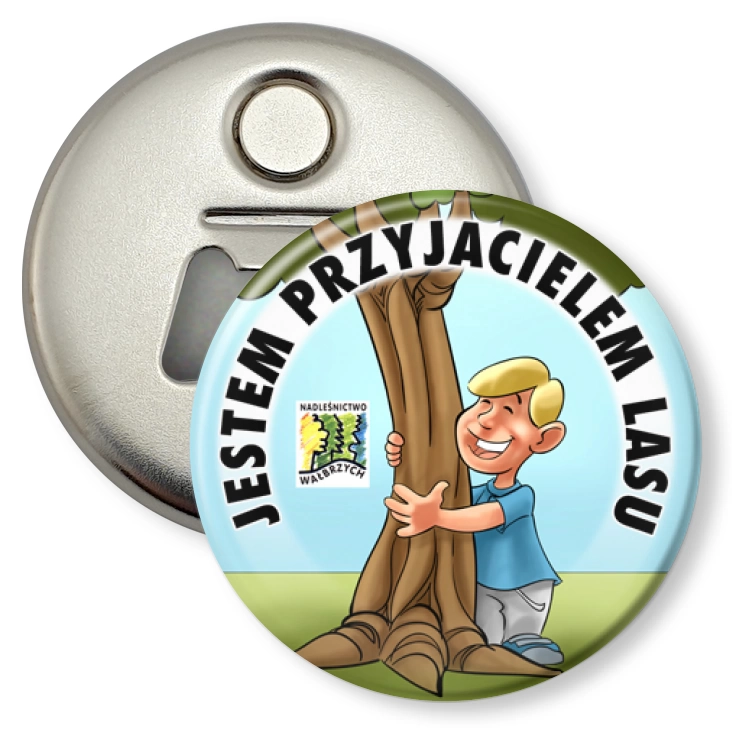 przypinka otwieracz-magnes Jestem Przyjacielem Lasu