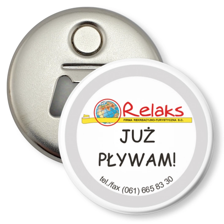 przypinka otwieracz-magnes Już pływam!