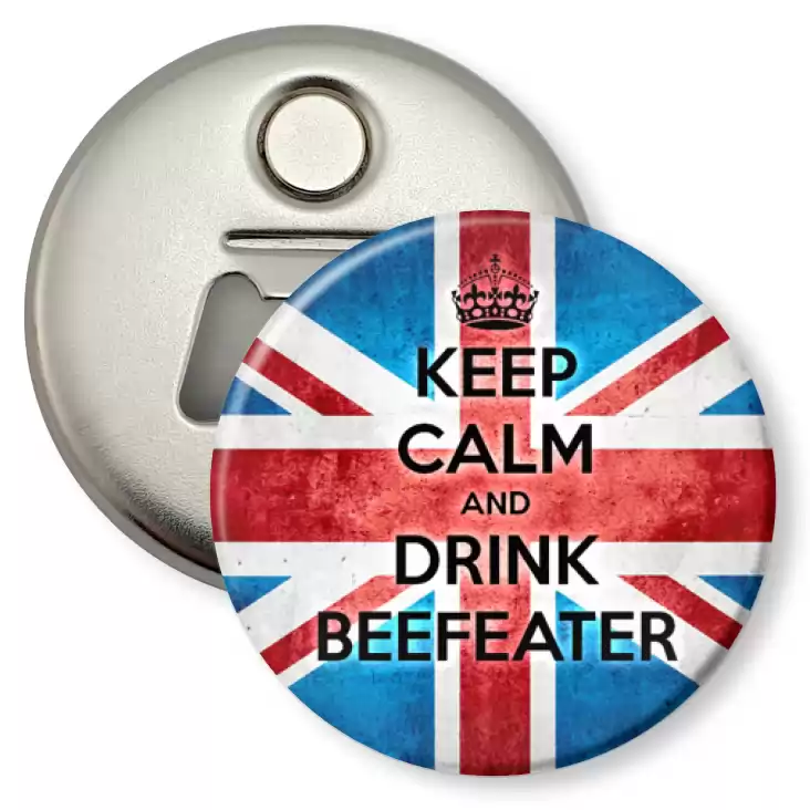przypinka otwieracz-magnes Keep Calm and Drink Beefeater