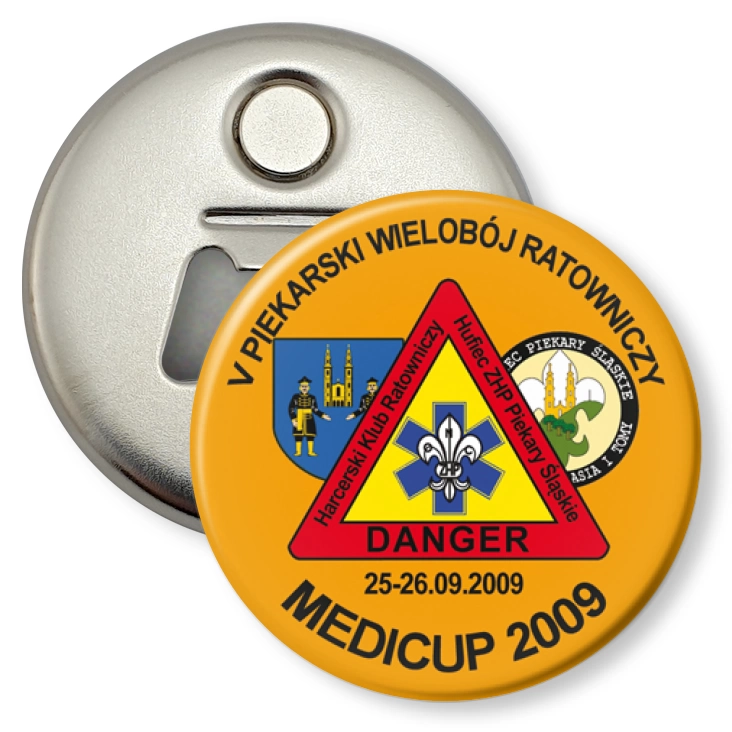 przypinka otwieracz-magnes Medicup 2009
