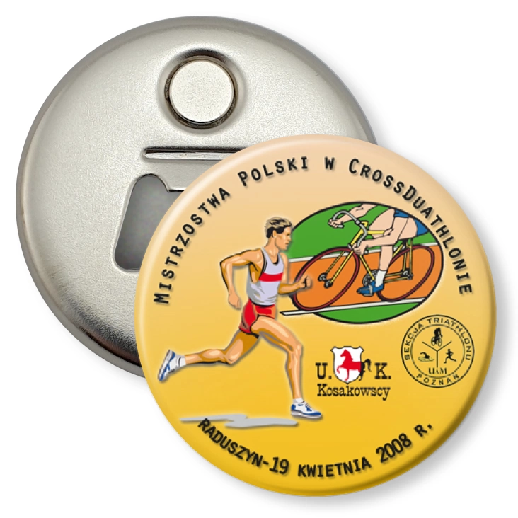 przypinka otwieracz-magnes Mistrzostwa Polski w Cross Duathlonie